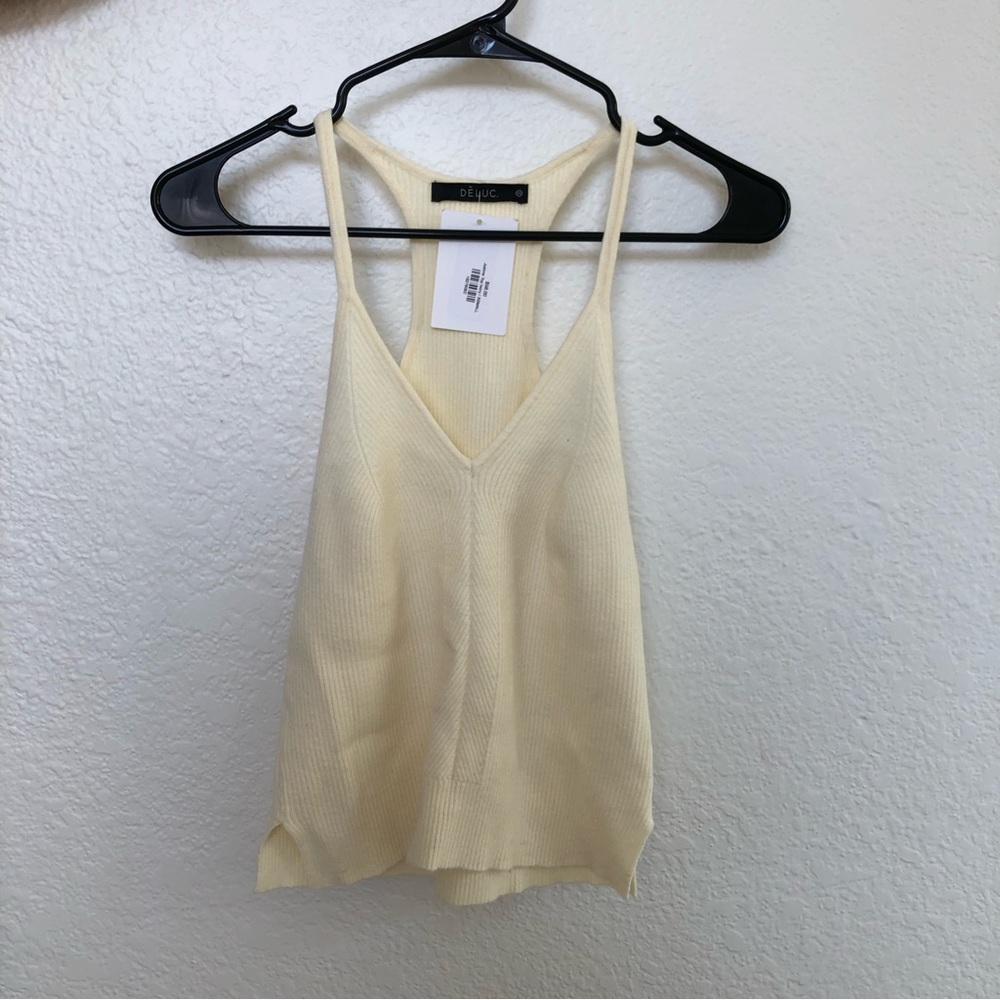 Deluc cream ribbed sweater tank top, NWT